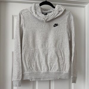 Nike Light Gray Hooded Sweatshirt with Black Logo